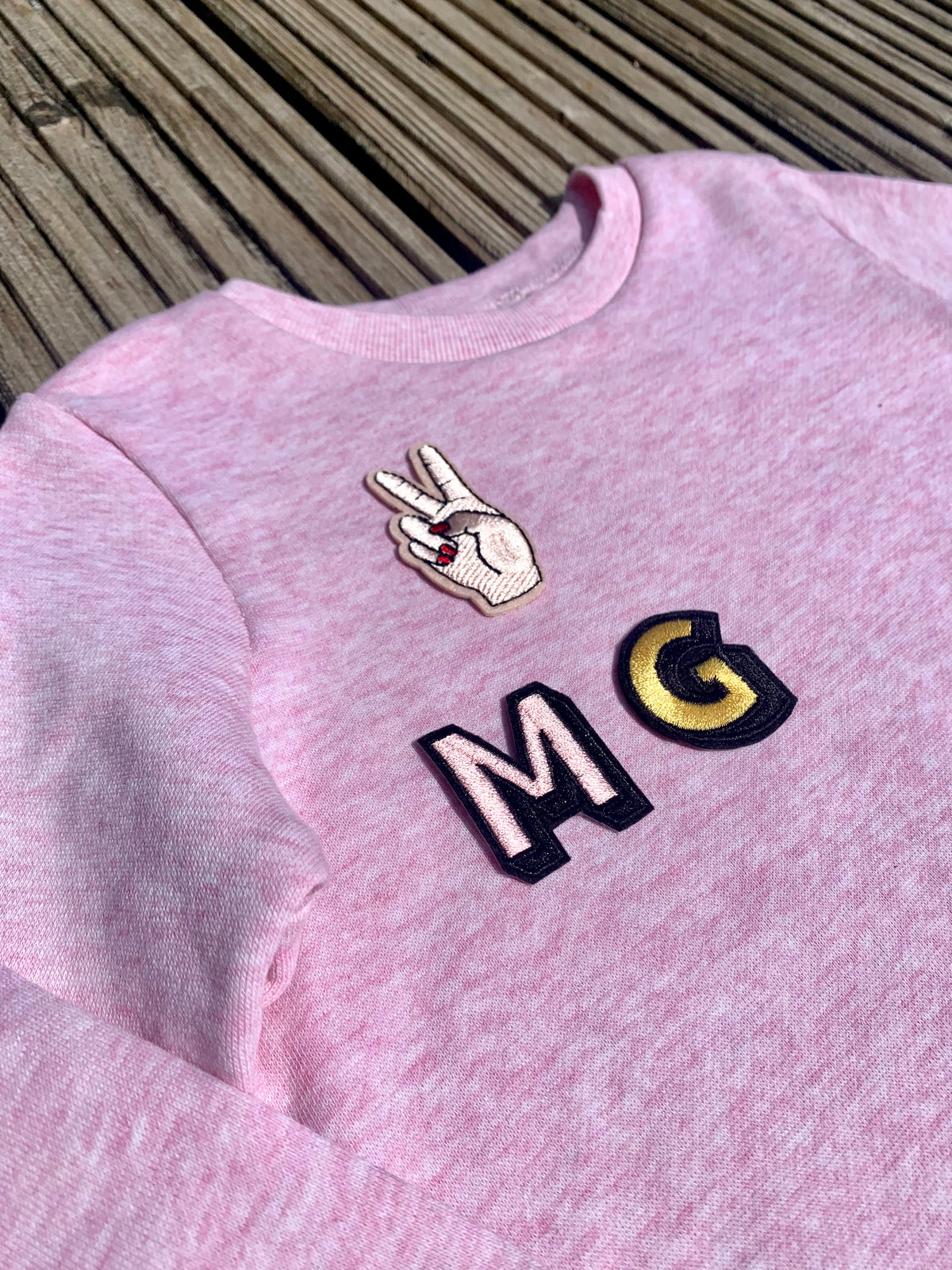Personalised Name Patch Pale Pink Sweater