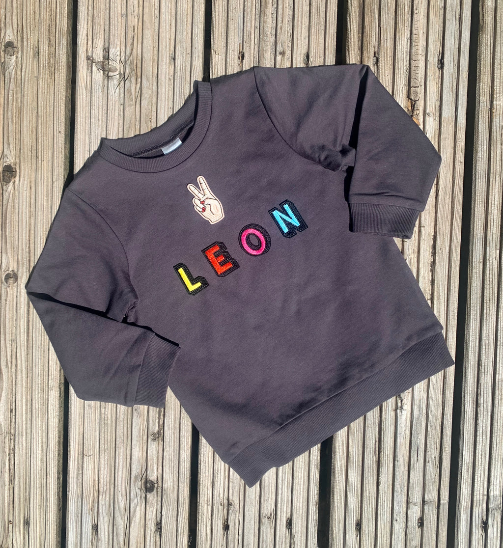 Personalised Name Patch Dark Grey Sweater