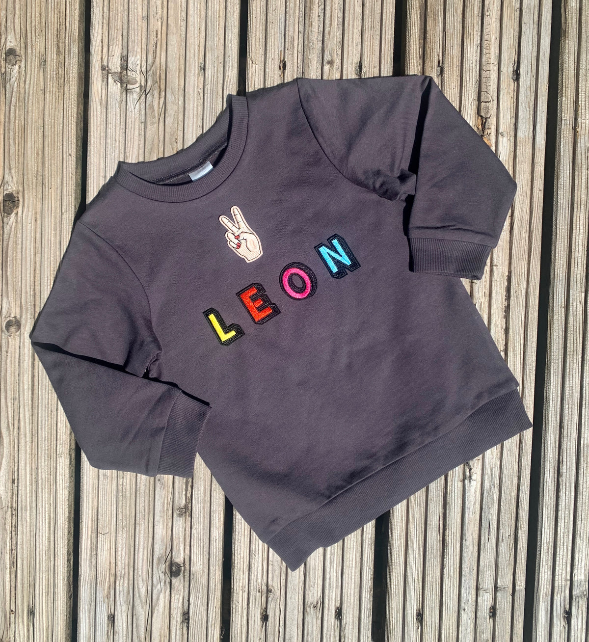 Personalised Name Patch Dark Grey Sweater
