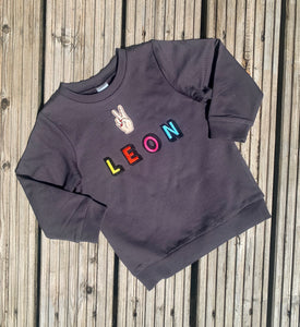 Personalised Name Patch Dark Grey Sweater