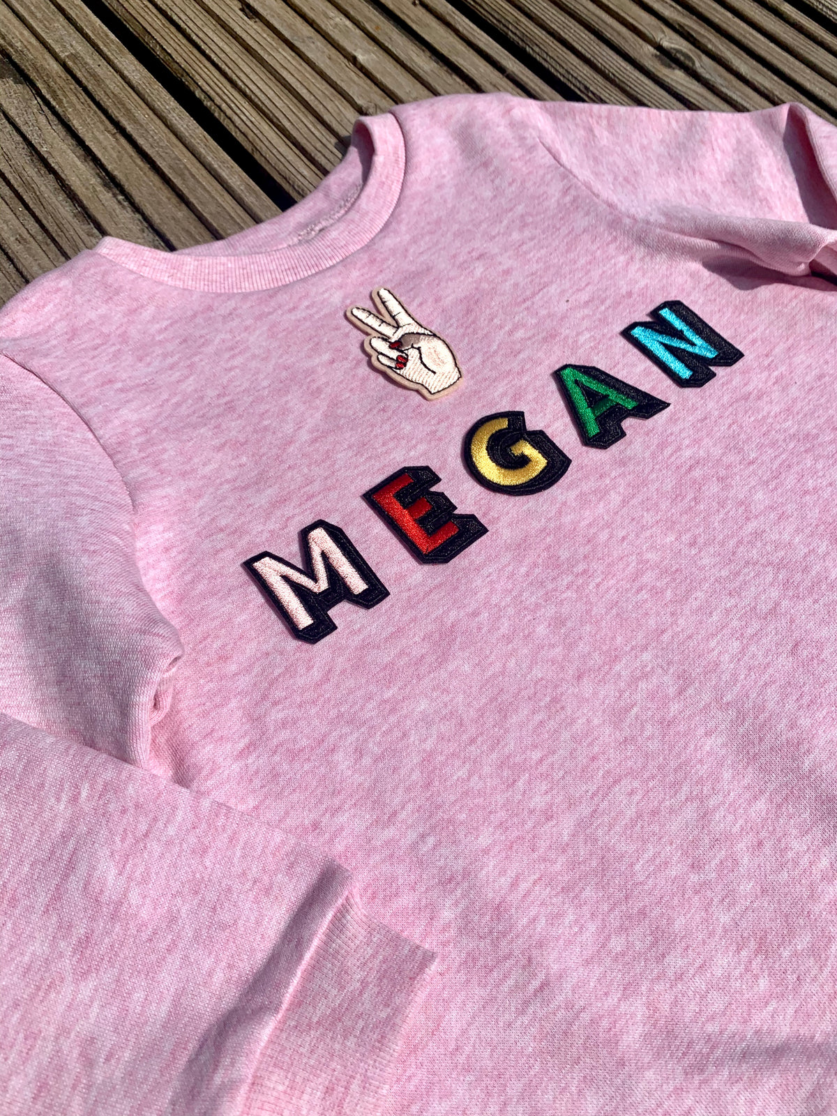 Personalised Name Patch Pale Pink Sweater