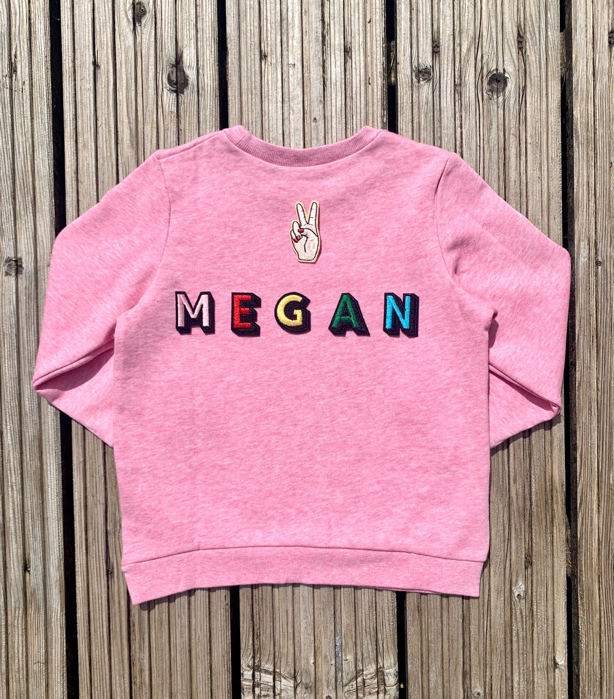 Personalised Name Patch Medium Pink Sweater
