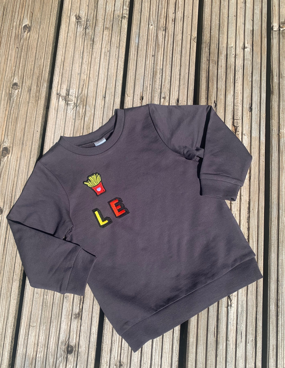 Personalised Name Patch Dark Grey Sweater