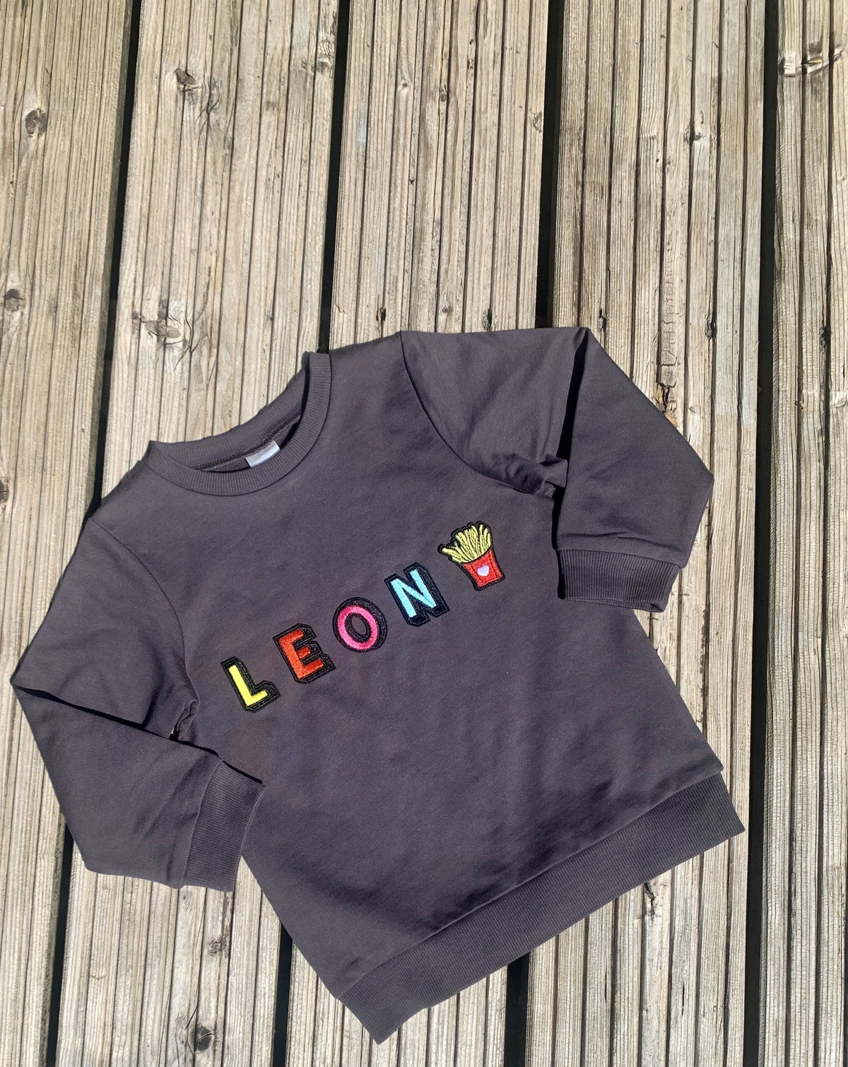 Personalised Name Patch Dark Grey Sweater