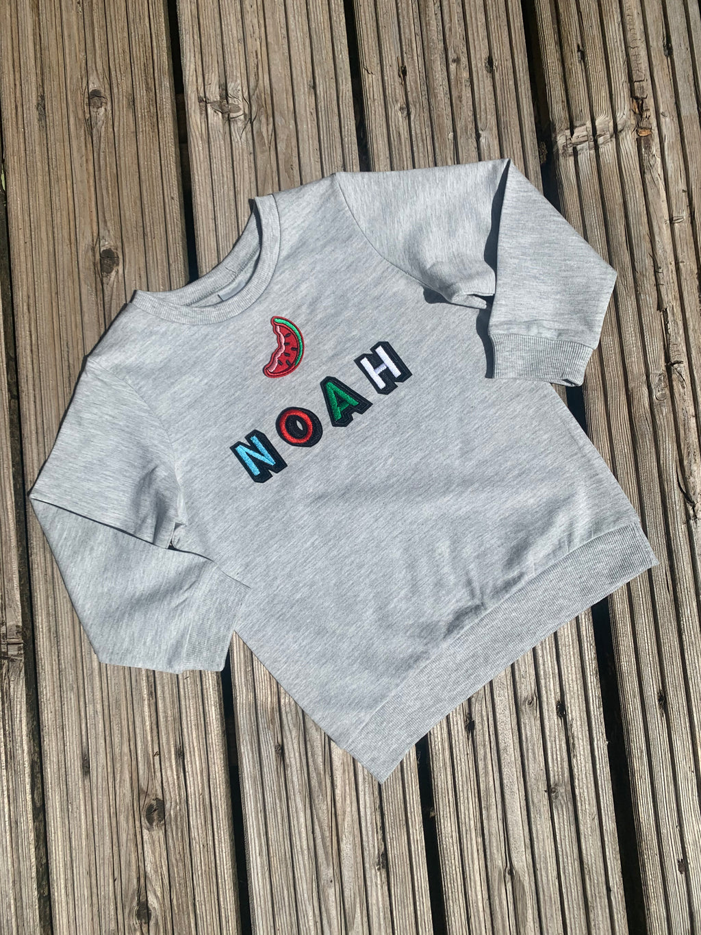 Personalised Name Patch Grey Marl Sweater