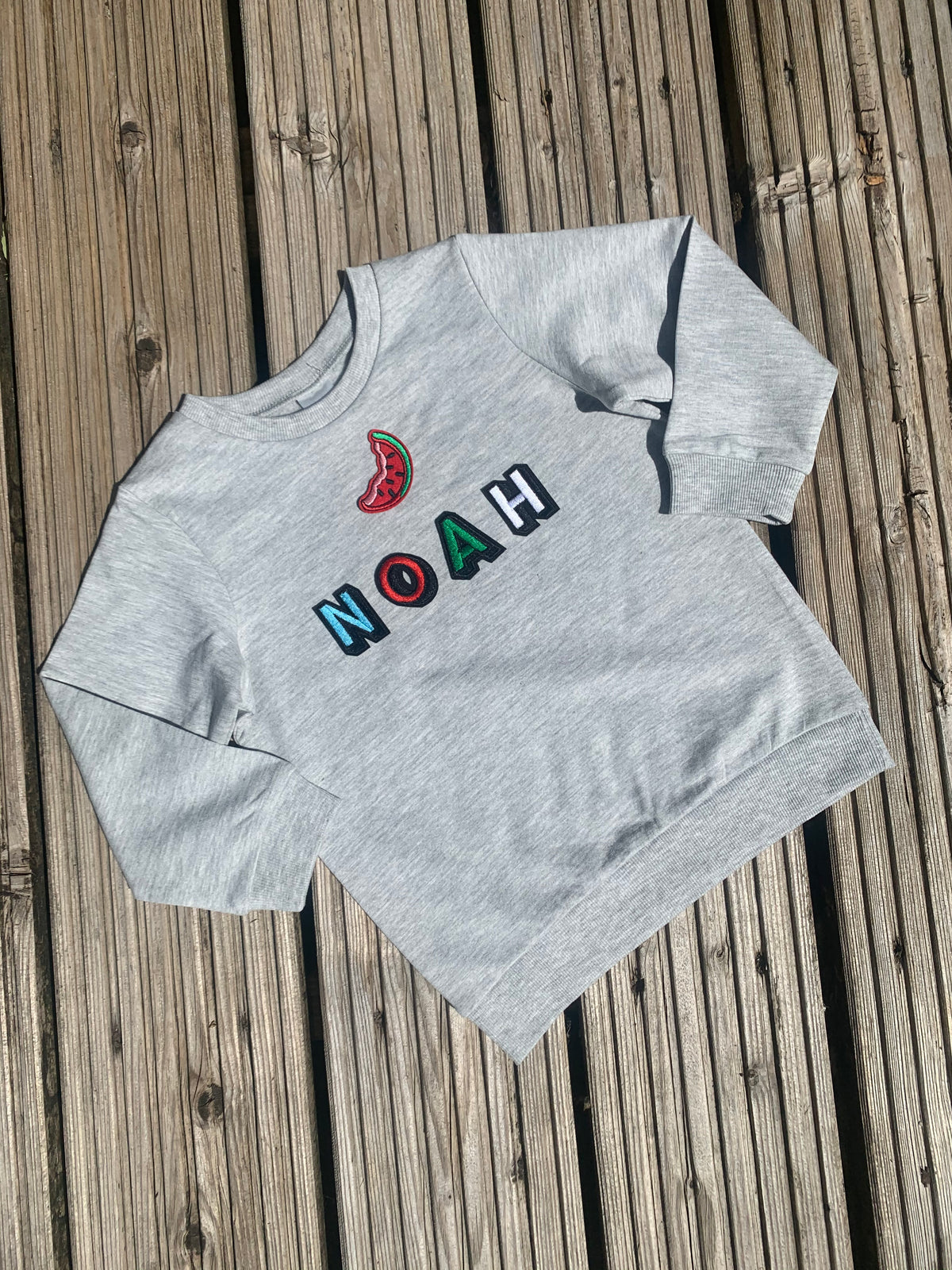 Personalised Name Patch Grey Marl Sweater