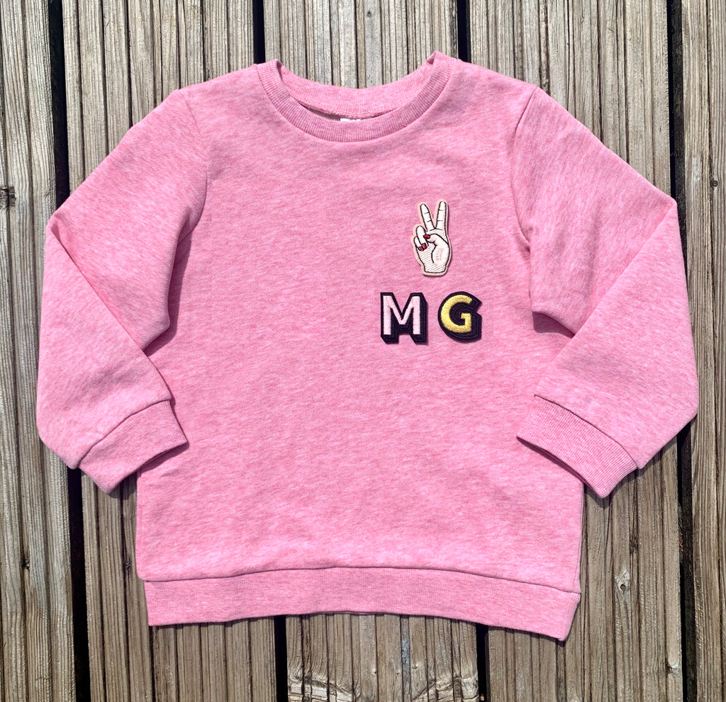 Personalised Name Patch Medium Pink Sweater