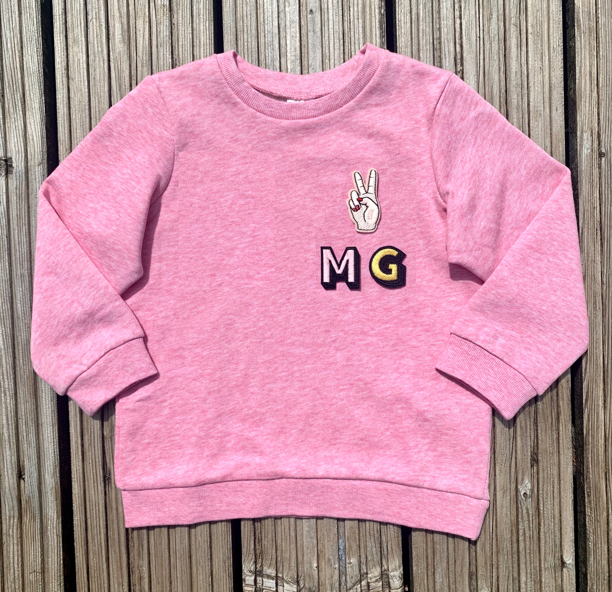 Personalised Name Patch Medium Pink Sweater