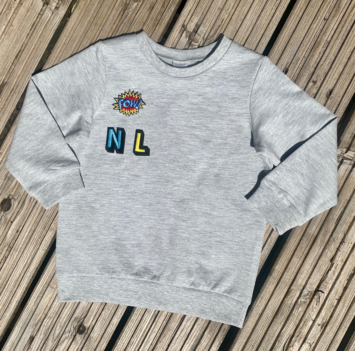 Personalised Name Patch Grey Marl Sweater