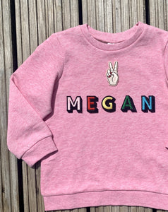 Personalised Name Patch Medium Pink Sweater