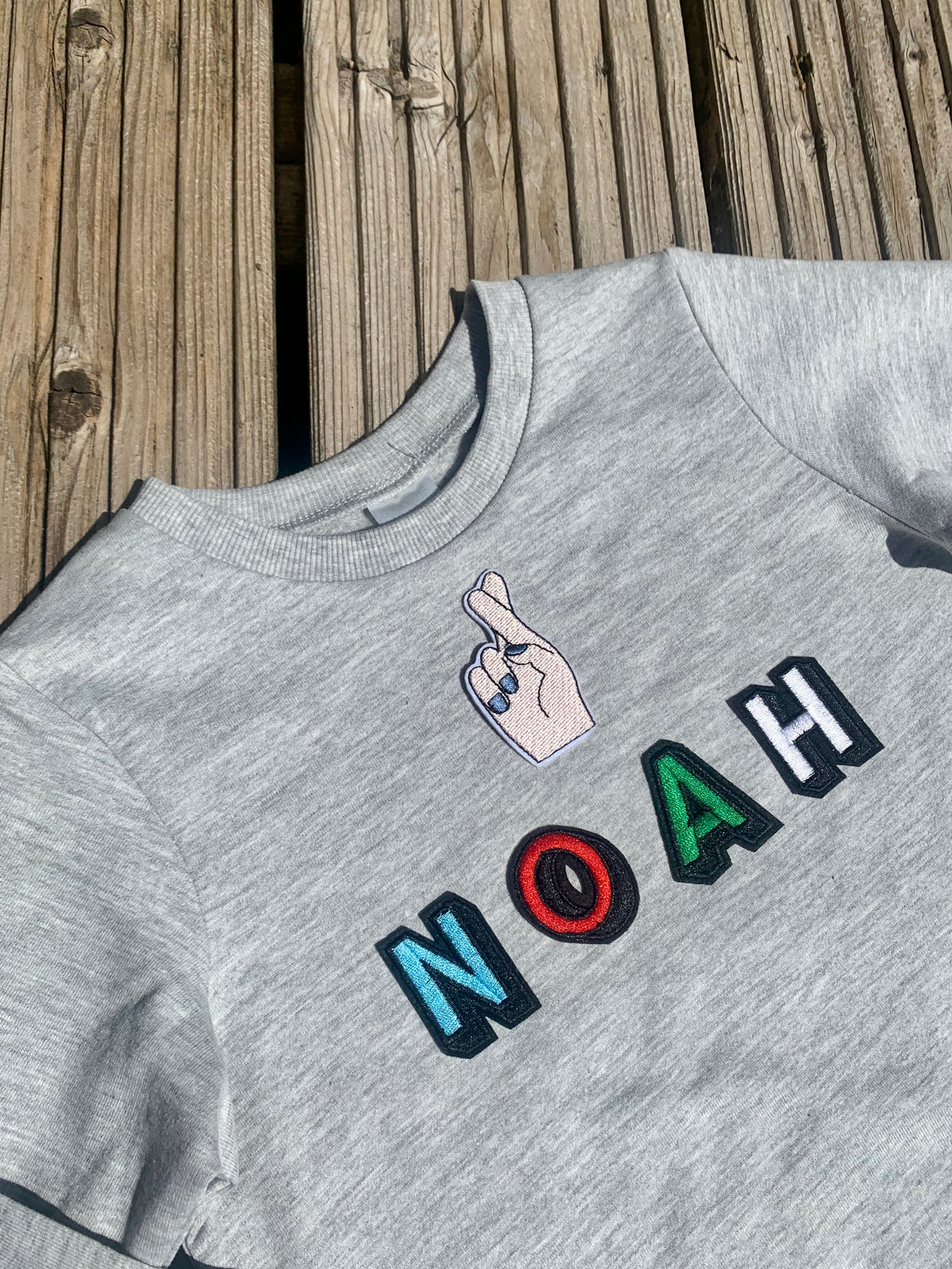 Personalised Name Patch Grey Marl Sweater