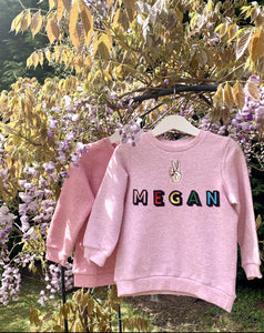 Personalised Name Patch Pale Pink Sweater