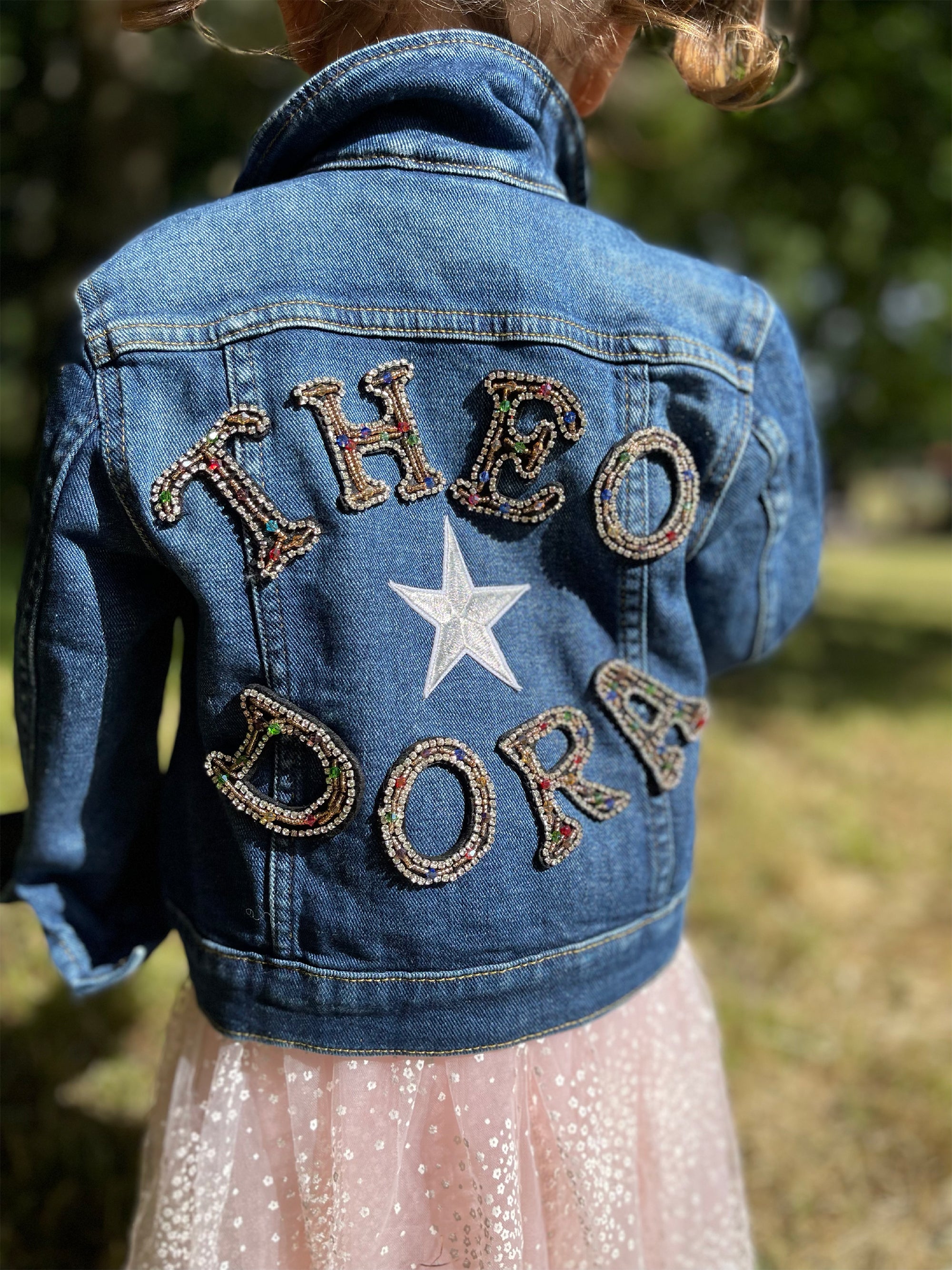 Personalised Sparkly Name Patch Denim Jacket