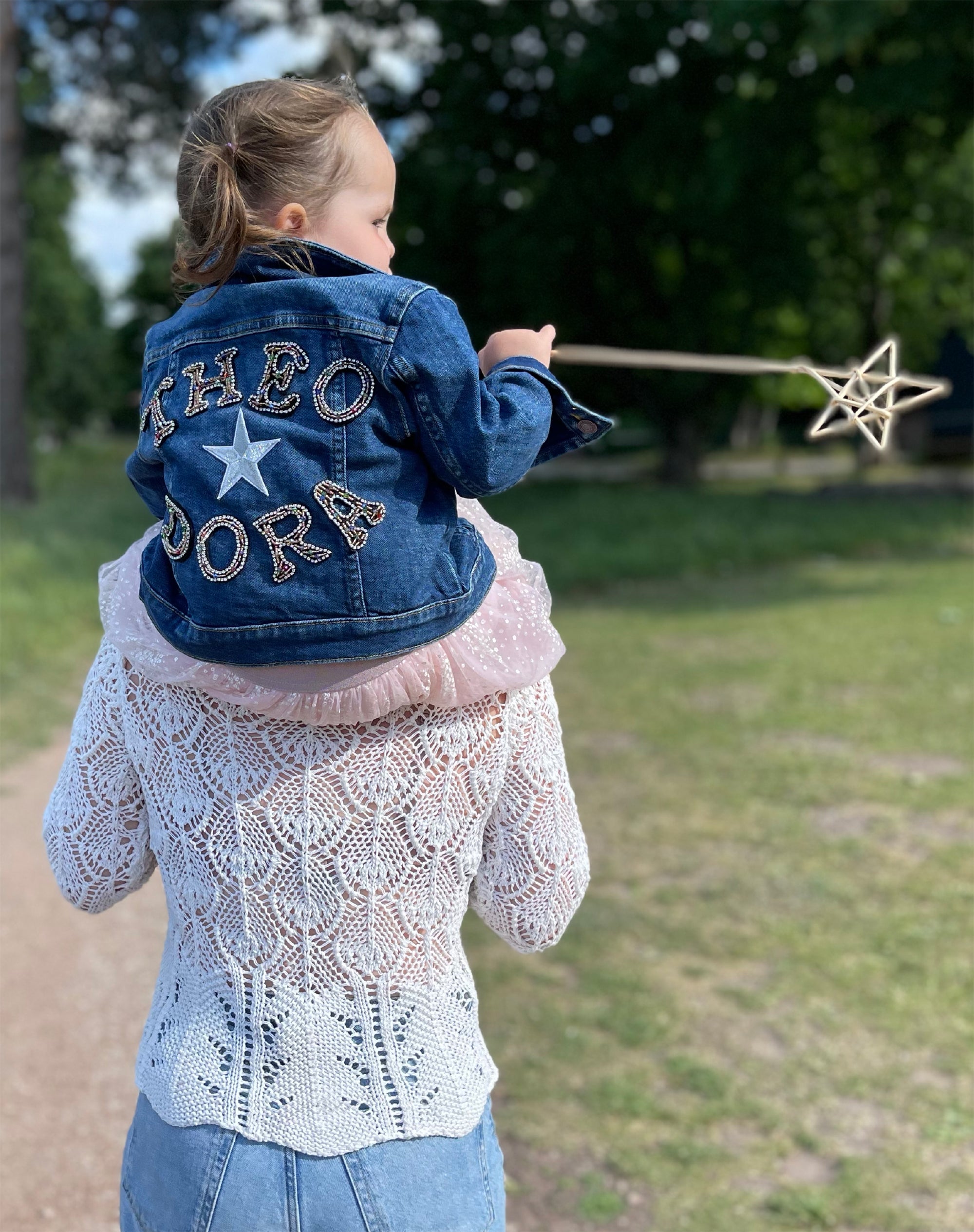 Personalised Sparkly Name Patch Denim Jacket