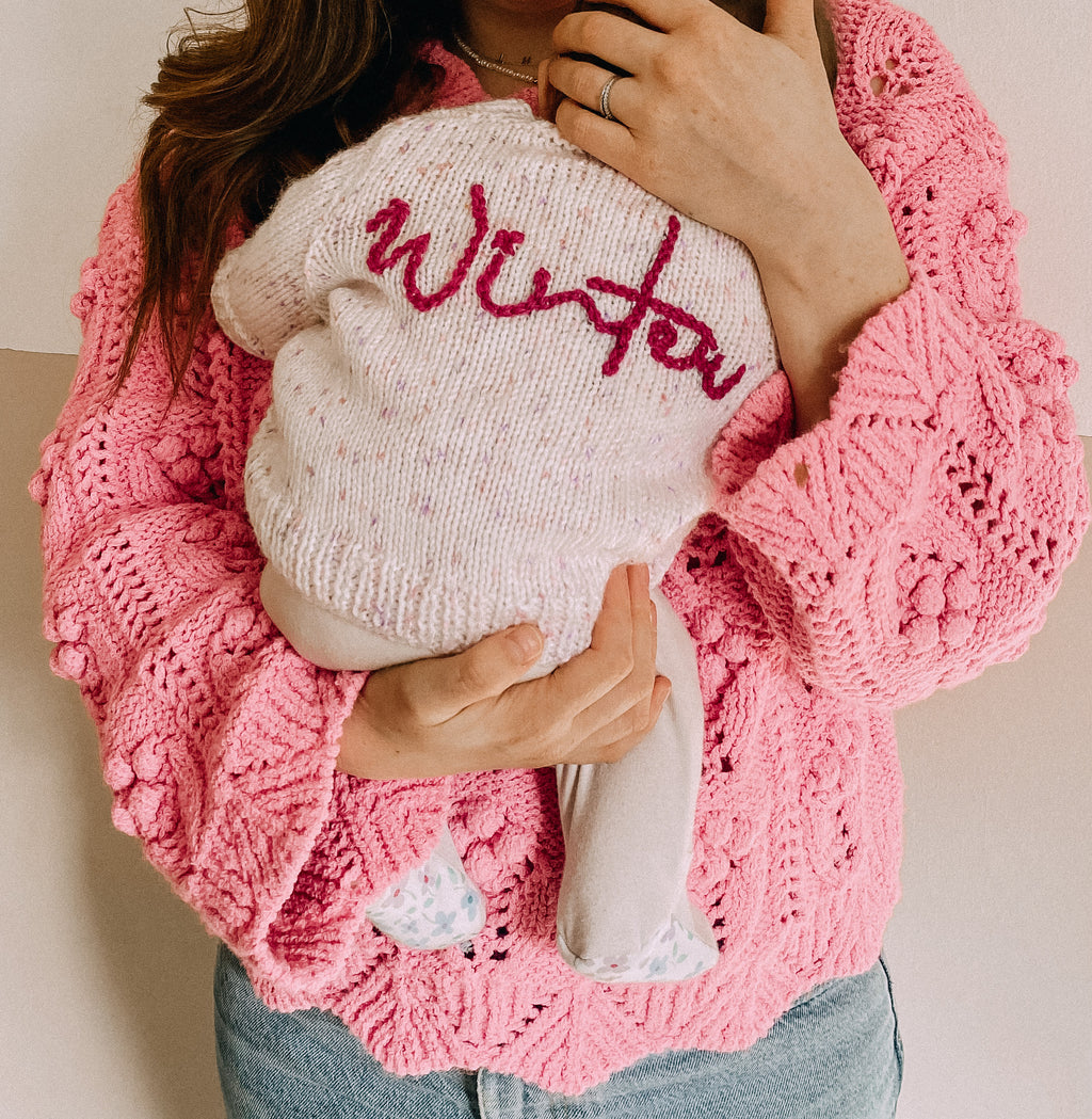 Send In Service - Personalised Hand Embroidered Name On Your Own Knitted Item