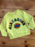 Personalised Name Patch Neon Yellow Sweater