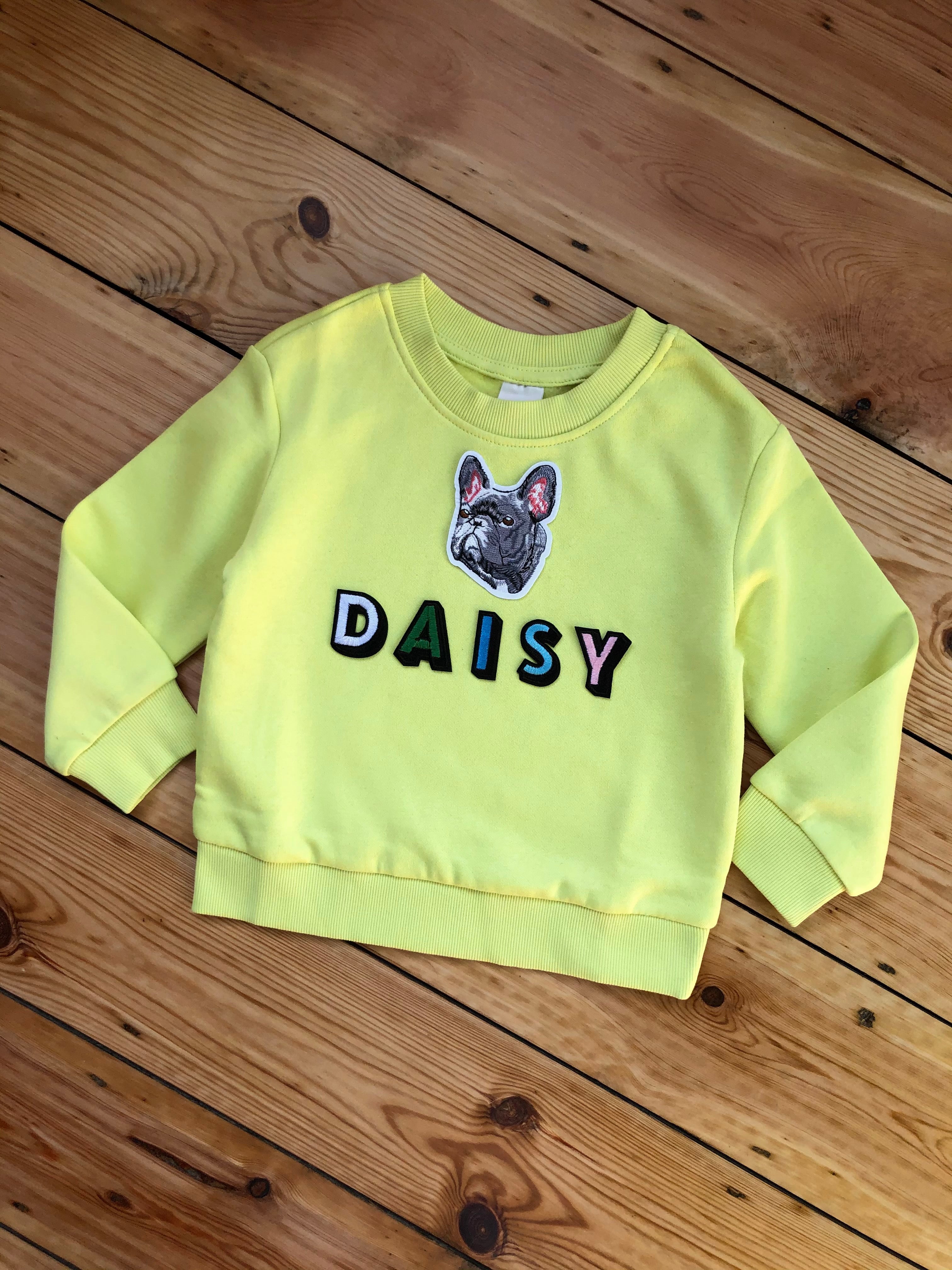 Personalised Name Patch Neon Yellow Sweater