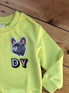 Personalised Name Patch Neon Yellow Sweater