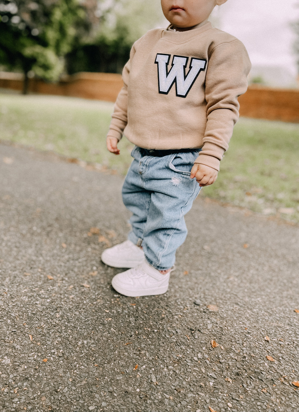 Varsity Personalised Initial Patch Nude Sweater