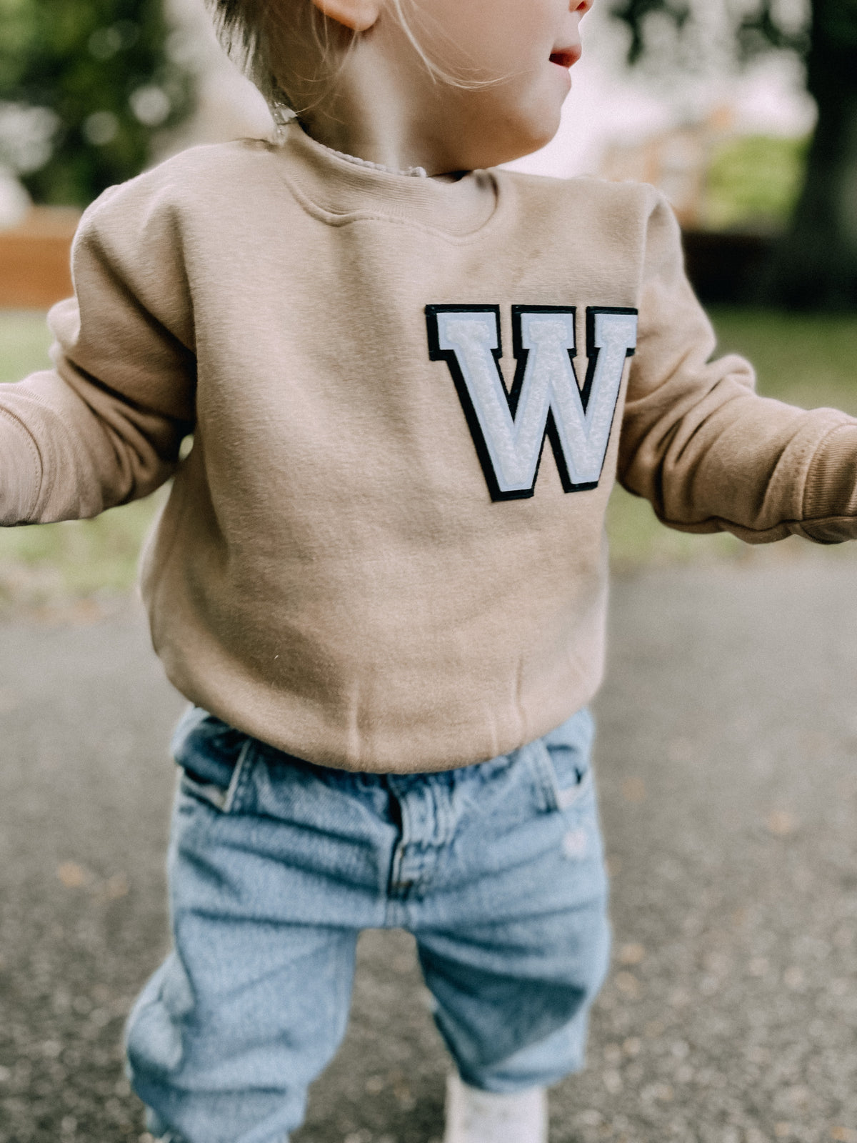 Varsity Personalised Initial Patch Nude Sweater
