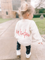Load image into Gallery viewer, Personalised Soft White Heart Hand Embroidered Cardigan

