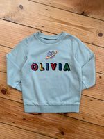 Load image into Gallery viewer, Personalised Name Patch Light Mint Sweater
