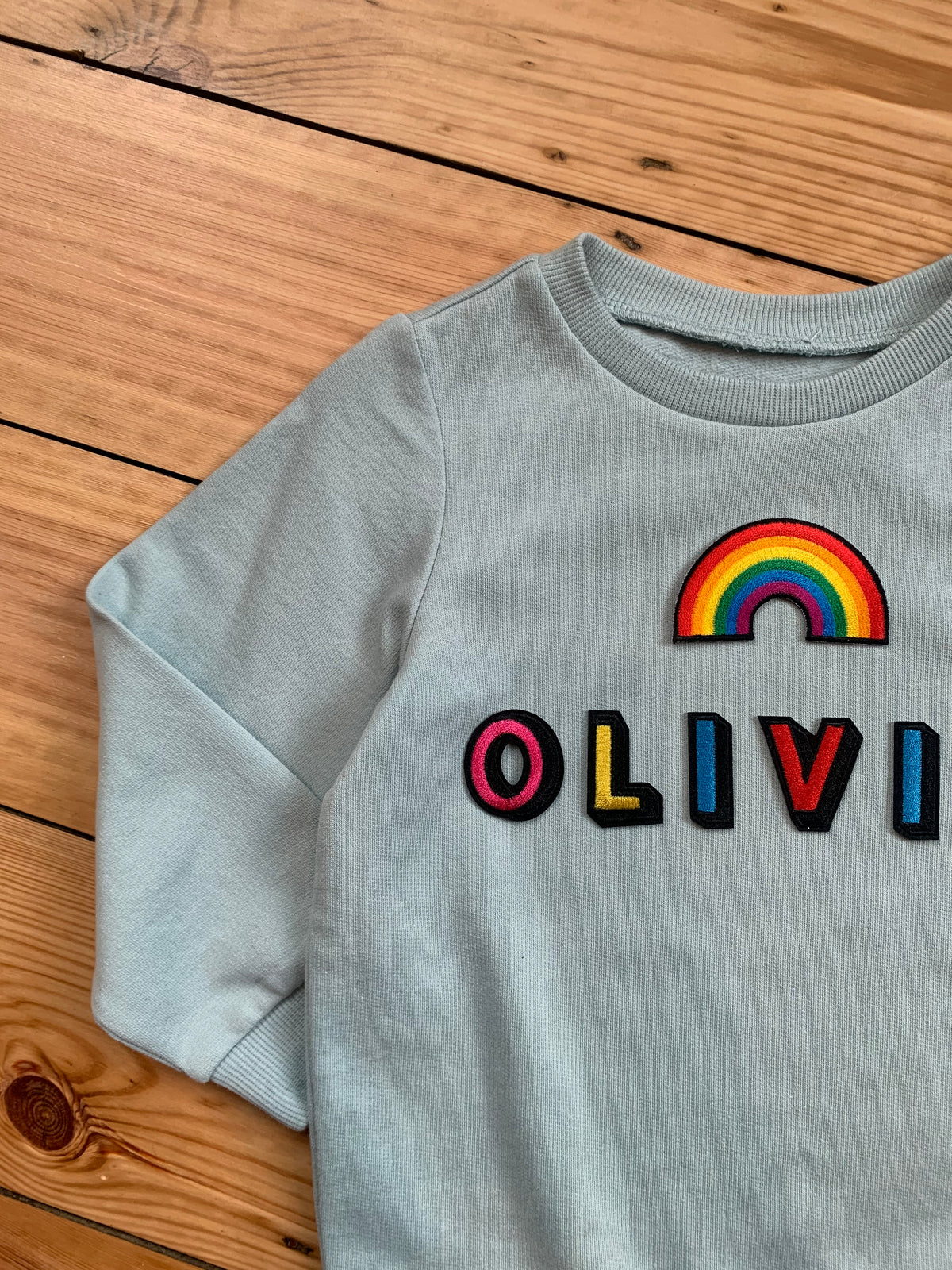 Personalised Name Patch Light Mint Sweater