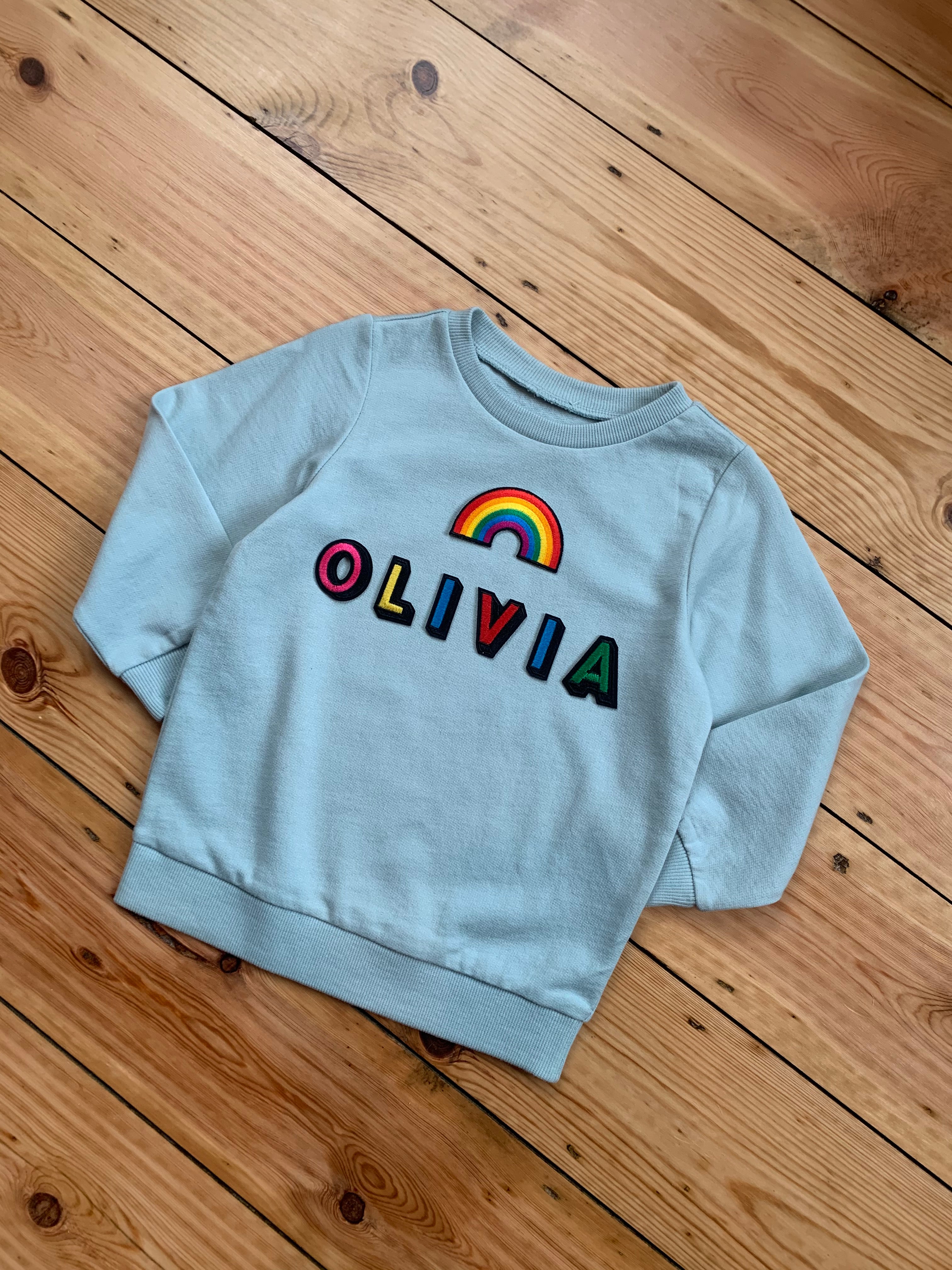 Personalised Name Patch Light Mint Sweater
