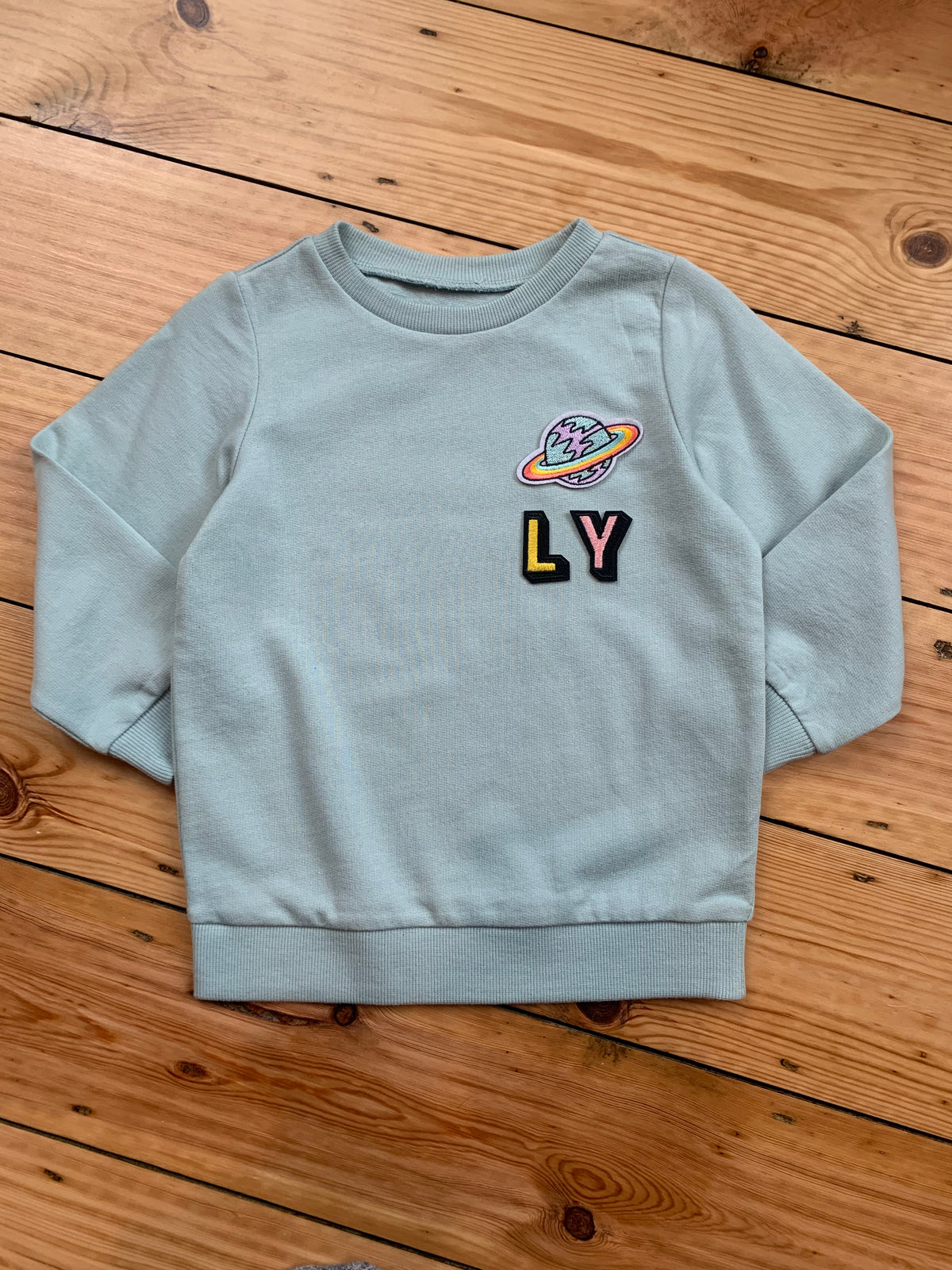 Personalised Name Patch Light Mint Sweater