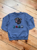 Load image into Gallery viewer, Personalised Name Patch Blue Sweater

