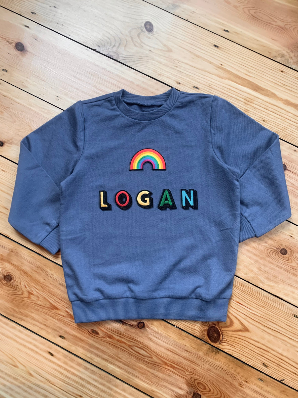 Personalised Name Patch Blue Sweater