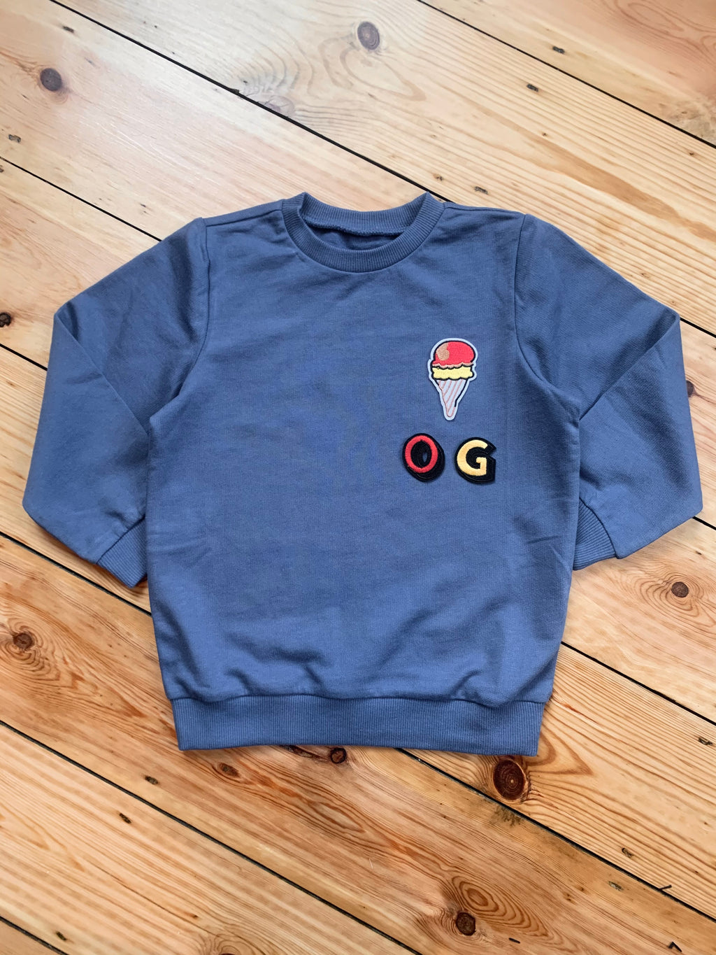 Personalised Name Patch Blue Sweater