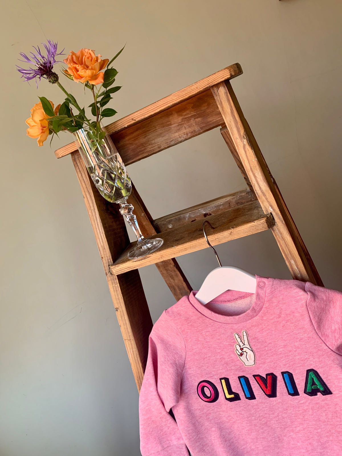 Personalised Name Patch Medium Pink Sweater