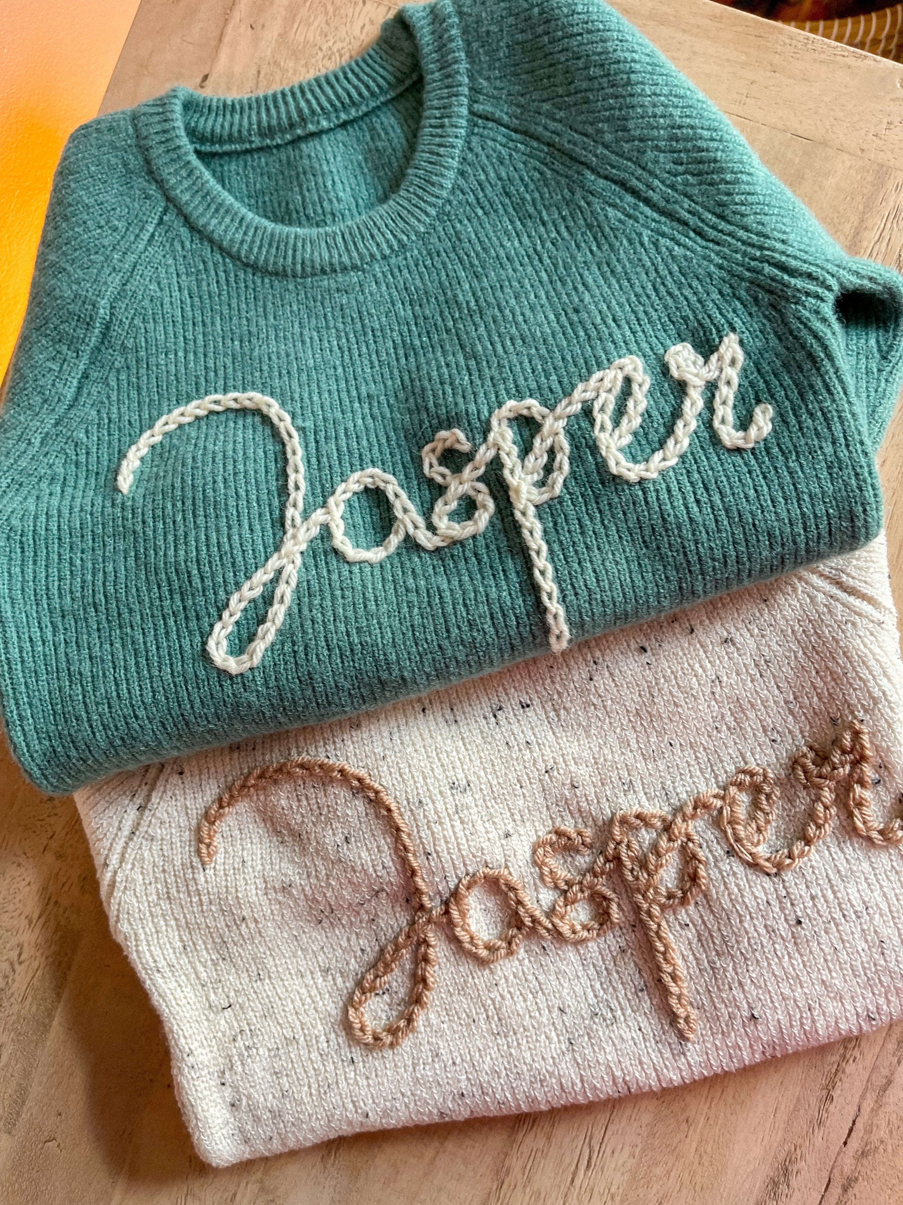 Speckled Off White Personalised Name Sweater