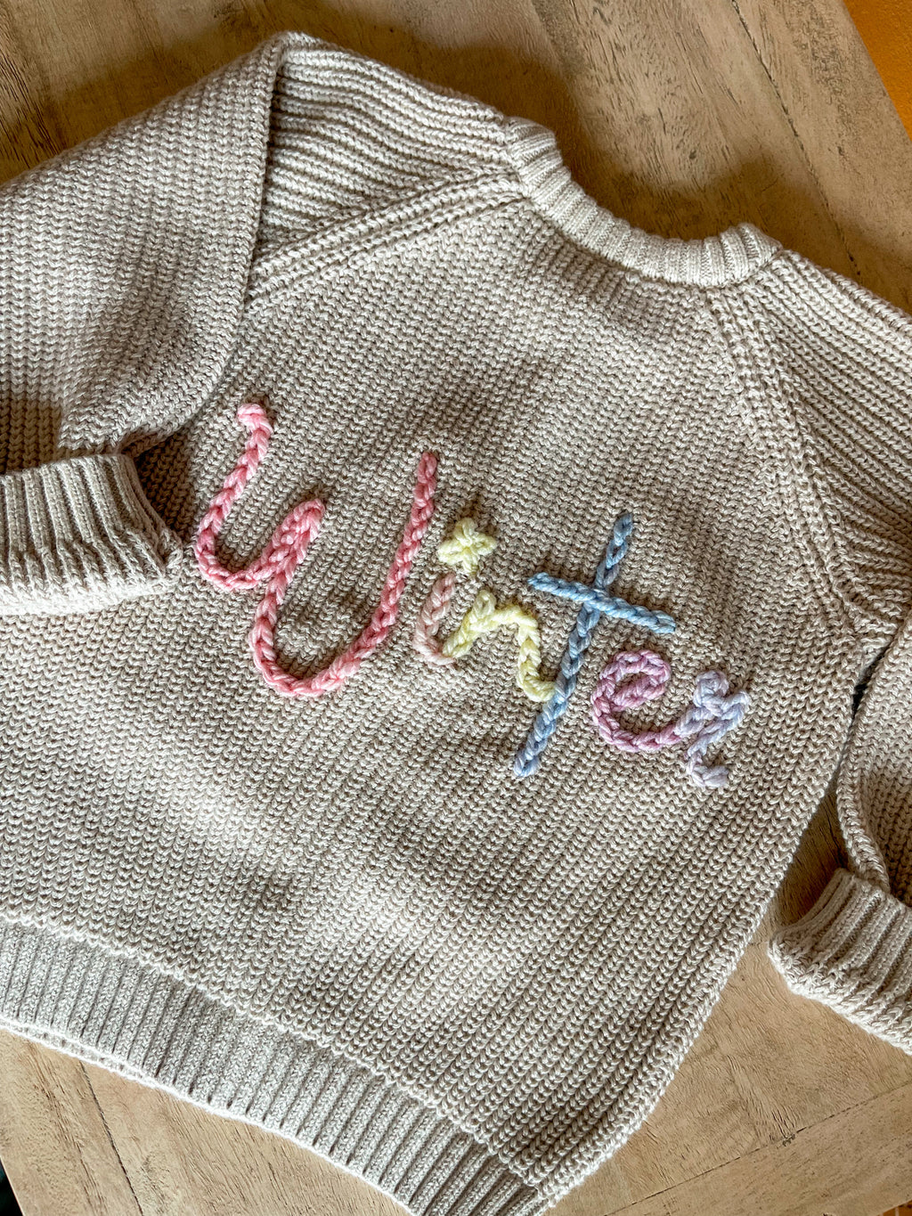 Personalised Greige Hand Embroidered Cardigan