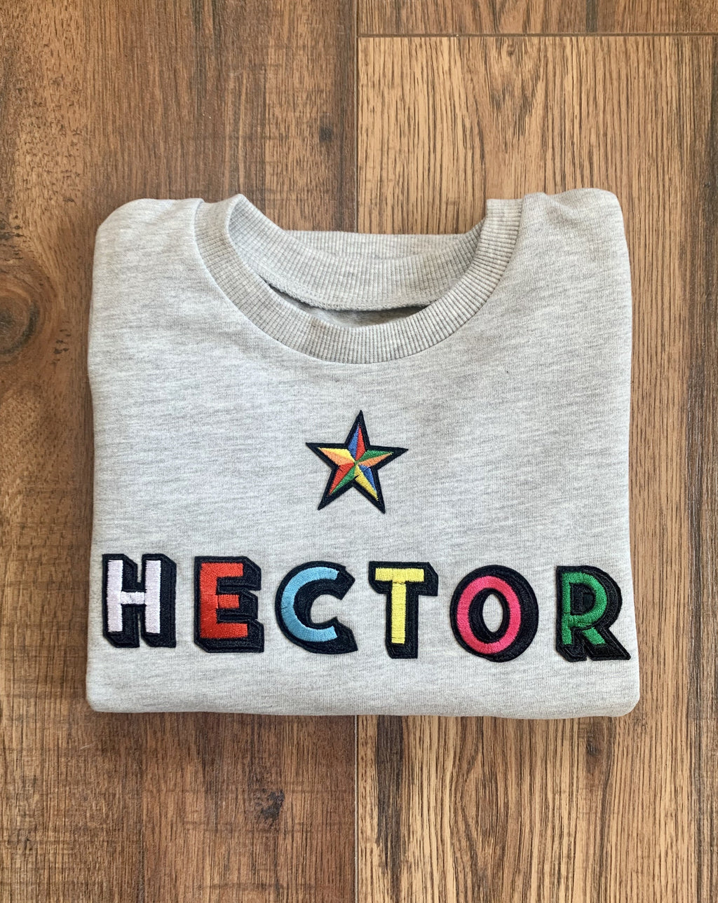 Personalised Name Patch Grey Marl Sweater