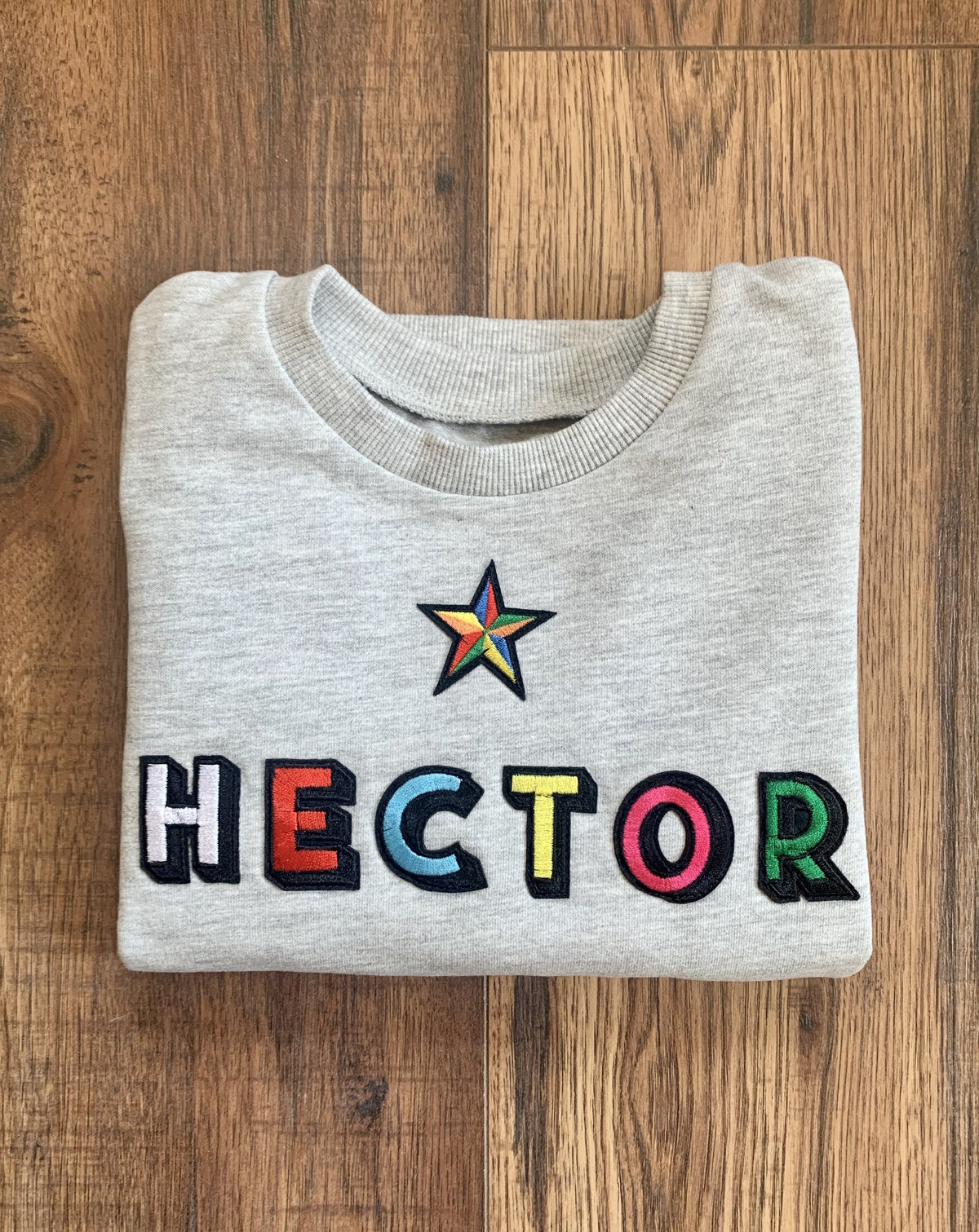 Personalised Name Patch Grey Marl Sweater