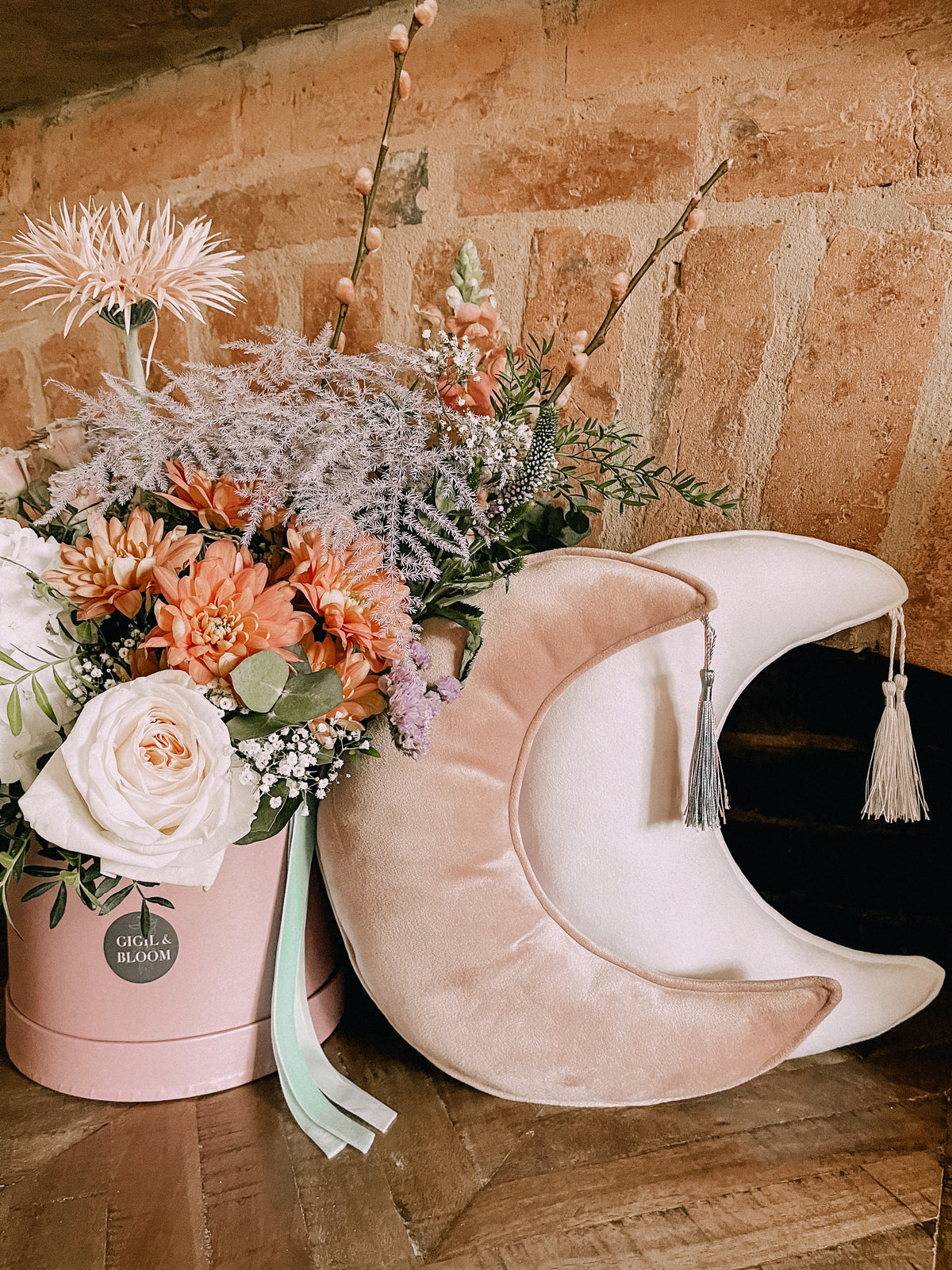 Customised Velvet Moon Cushion with Tassels