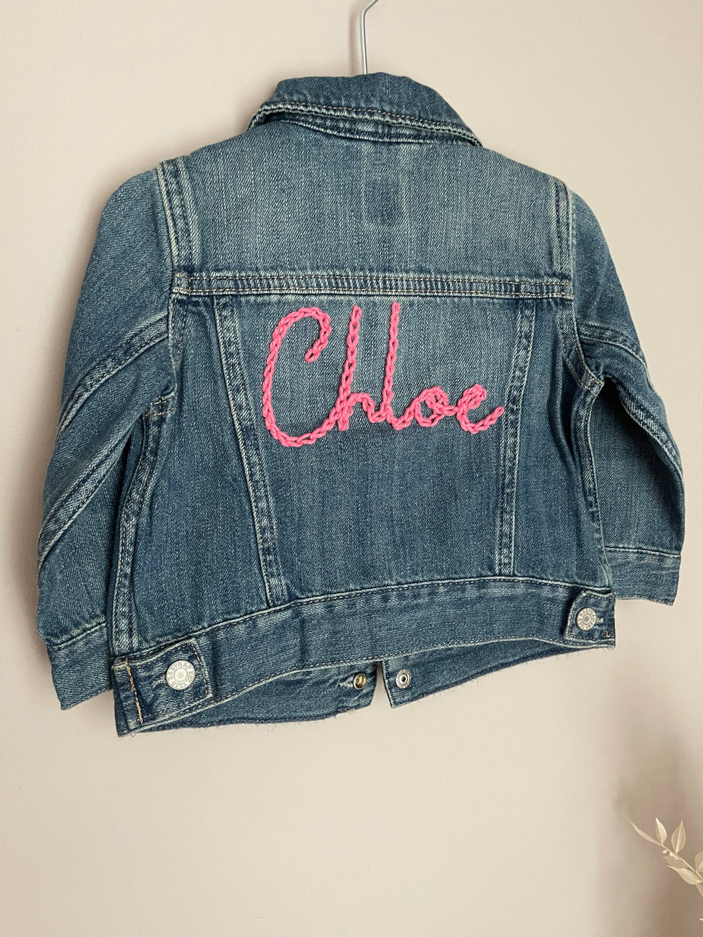 Personalised Hand Embroidered Name Denim Jacket With Yarn