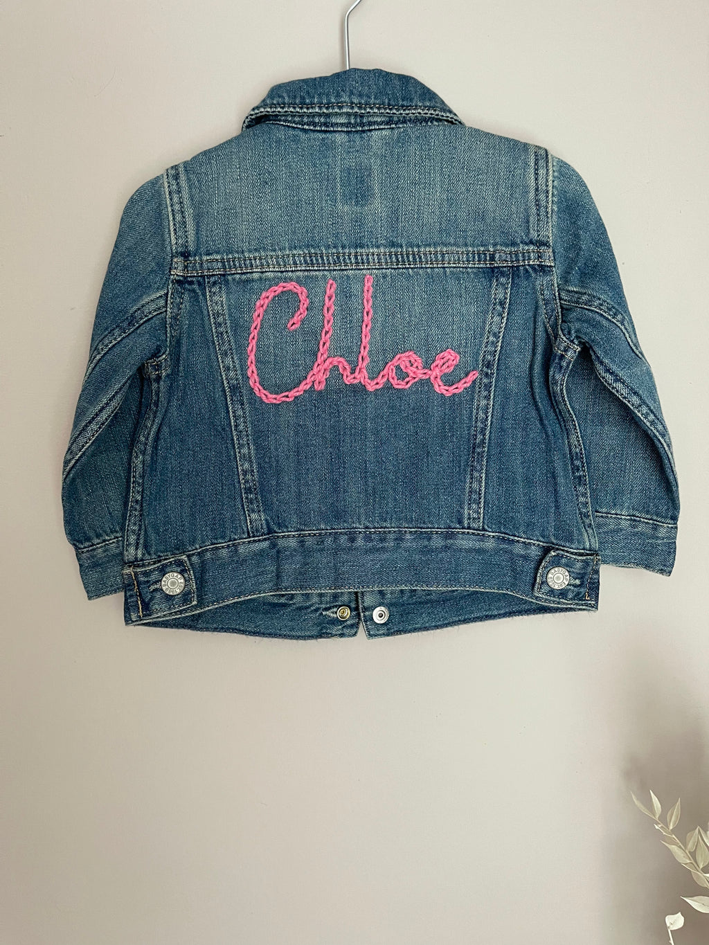 Personalised Hand Embroidered Name Denim Jacket With Yarn