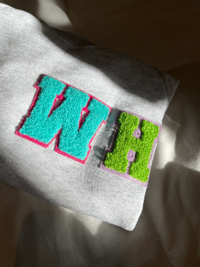 Varsity Personalised Colour Initial Patch Grey Marl Sweater
