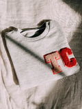 Varsity Personalised Colour Initial Patch Grey Marl Sweater