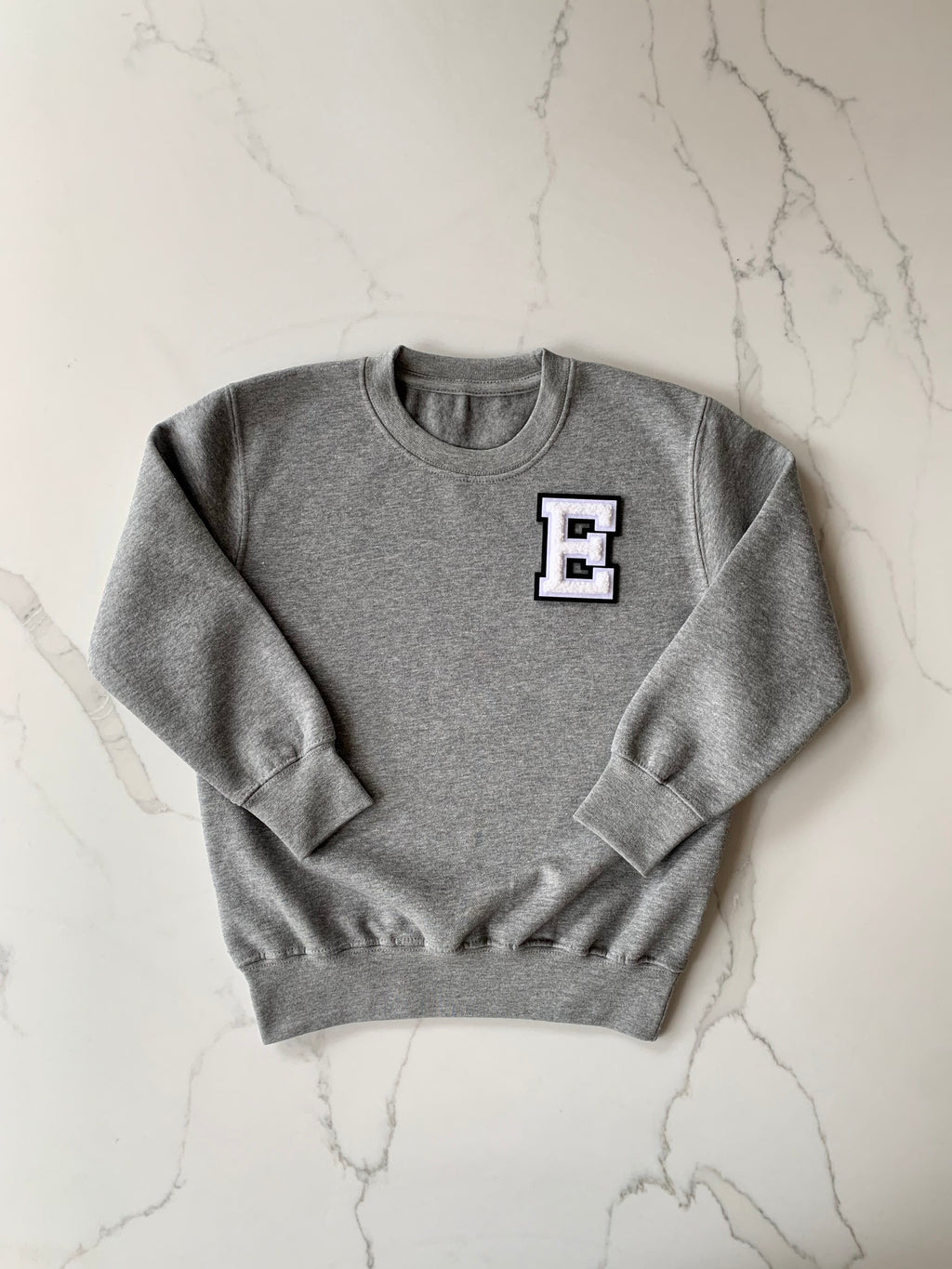 Varsity Personalised Initial Patch Grey Sweater