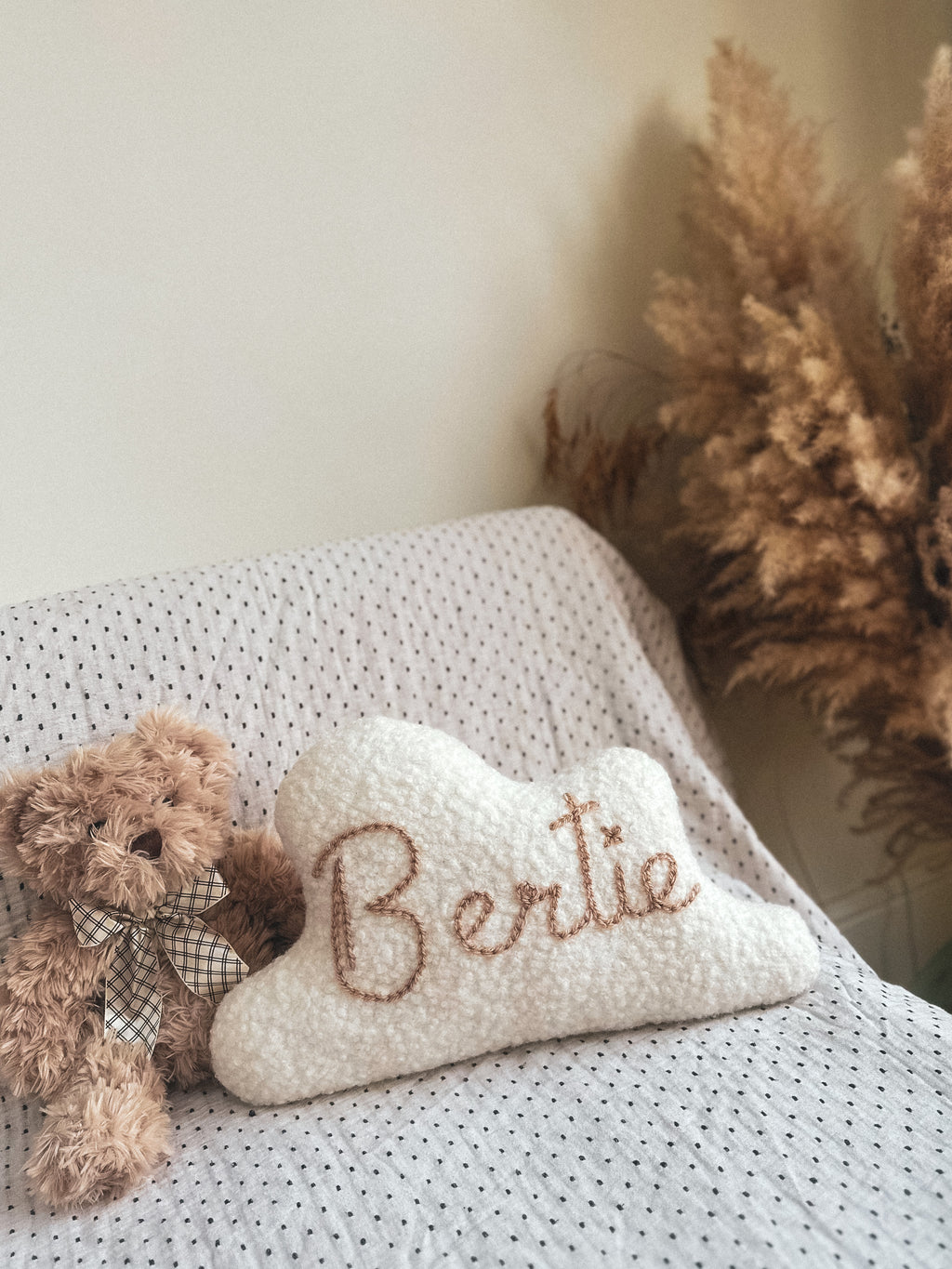 Boucle Cloud Name Cushion White