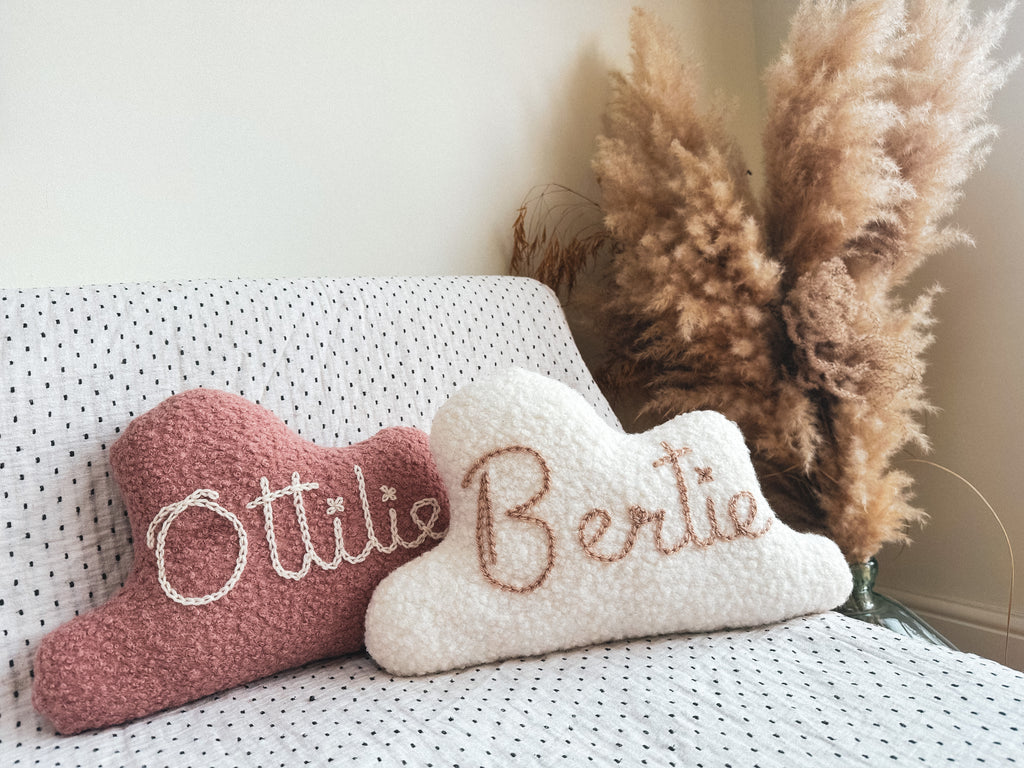 Boucle Cloud Name Cushion White