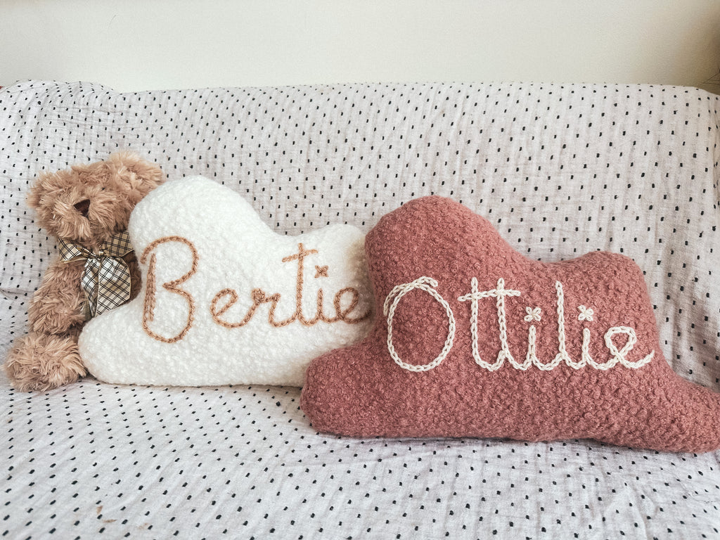 Boucle Cloud Name Cushion Dusky Pink