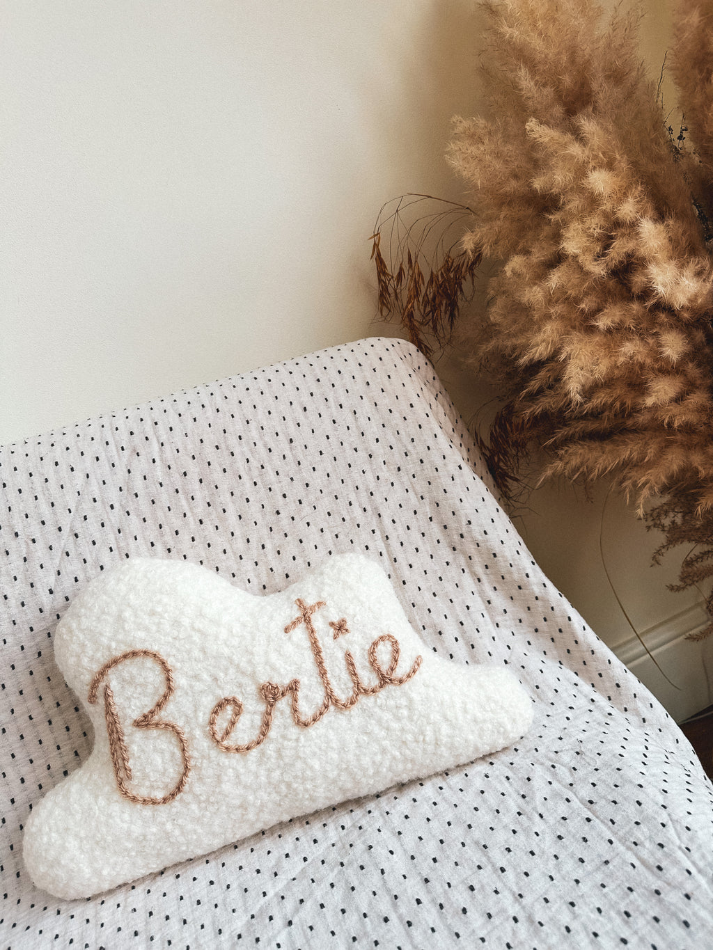 Boucle Cloud Name Cushion White