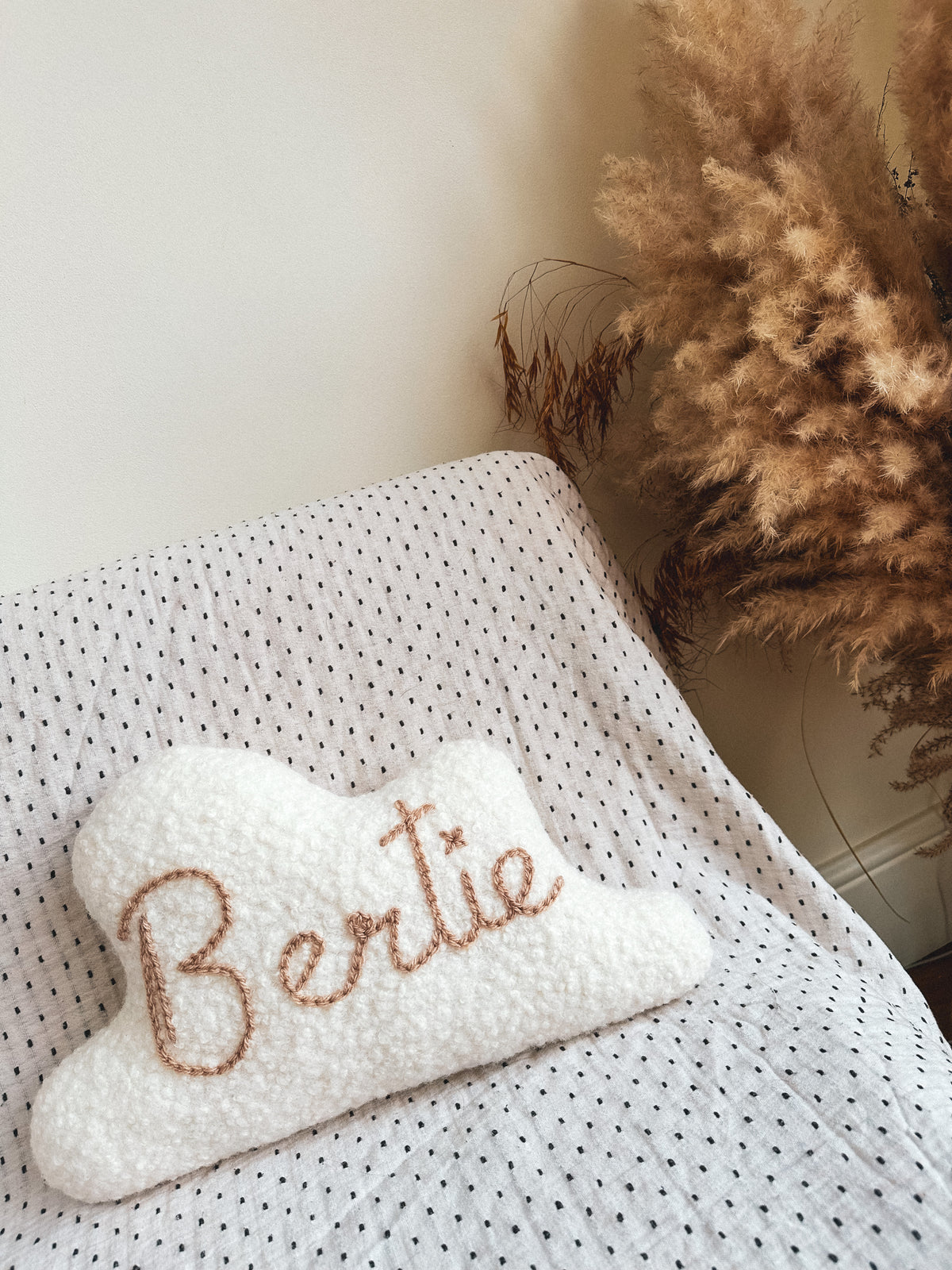 Boucle Cloud Name Cushion White