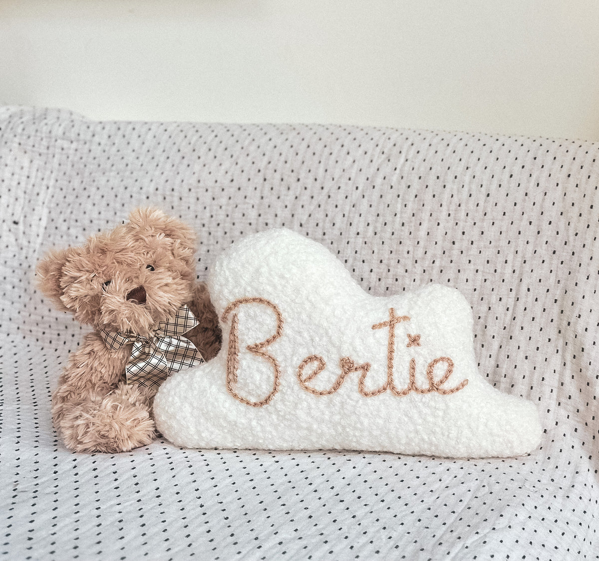 Boucle Cloud Name Cushion White