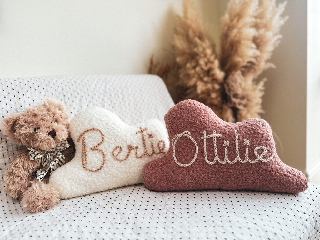Boucle Cloud Name Cushion Dusky Pink